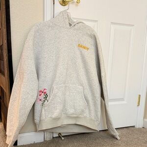 Women's Gray Hoodie with Pink Floral Design